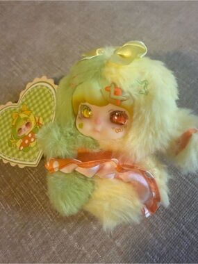 Lokiki Lime & Pale Yellow Fluffy Character Doll with Heart Tag